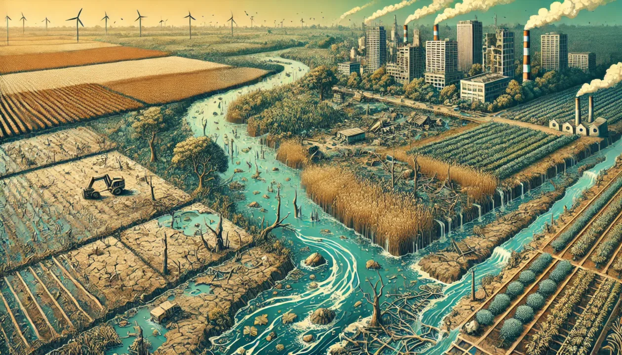 Degradation of a wetland ecosystem Degradation of a wetland ecosystem