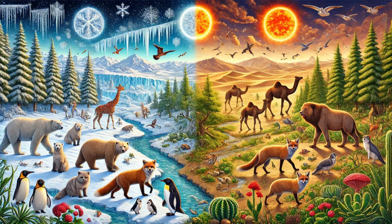 Illustration showcasing the impact of temperature and climate on ecosystems.
