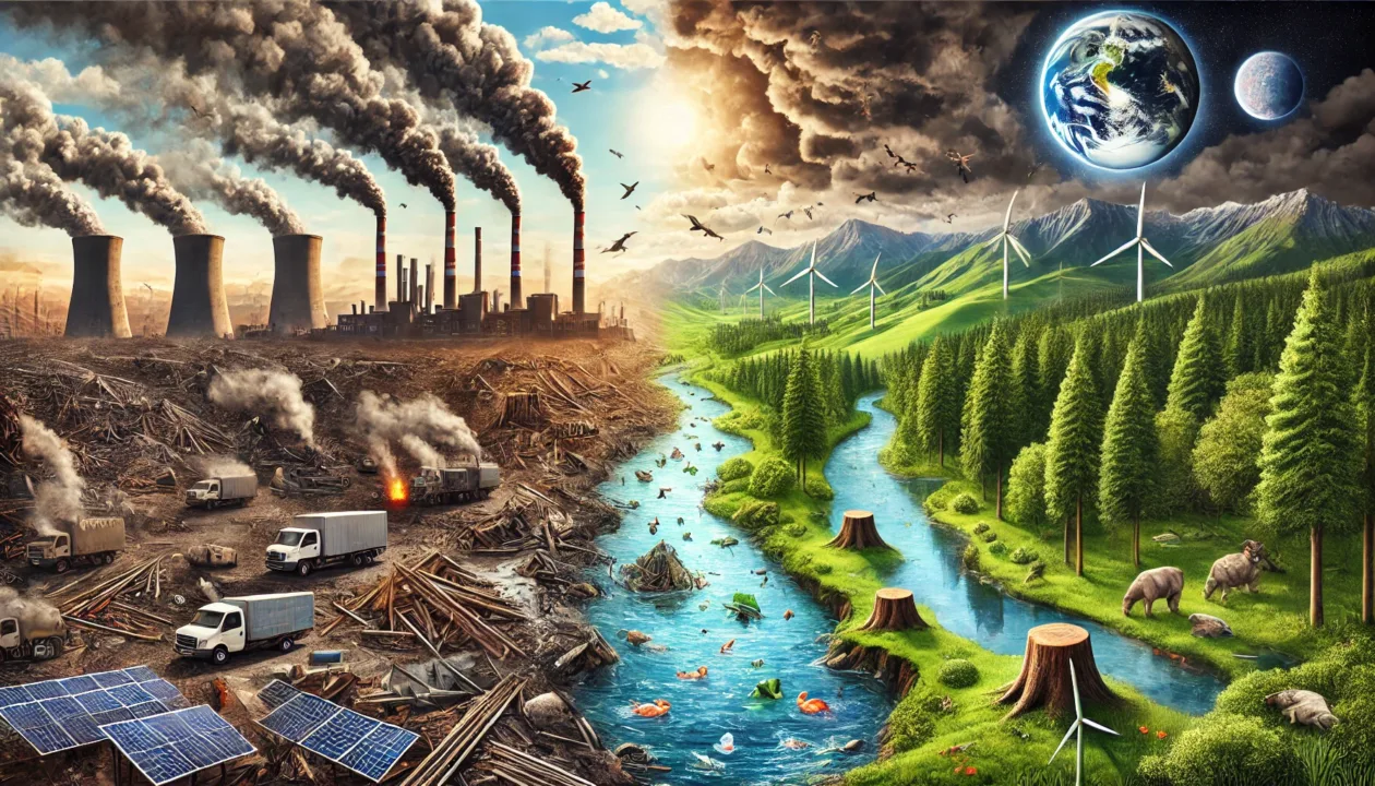 Illustration depicting how human activities affect abiotic components of ecosystems