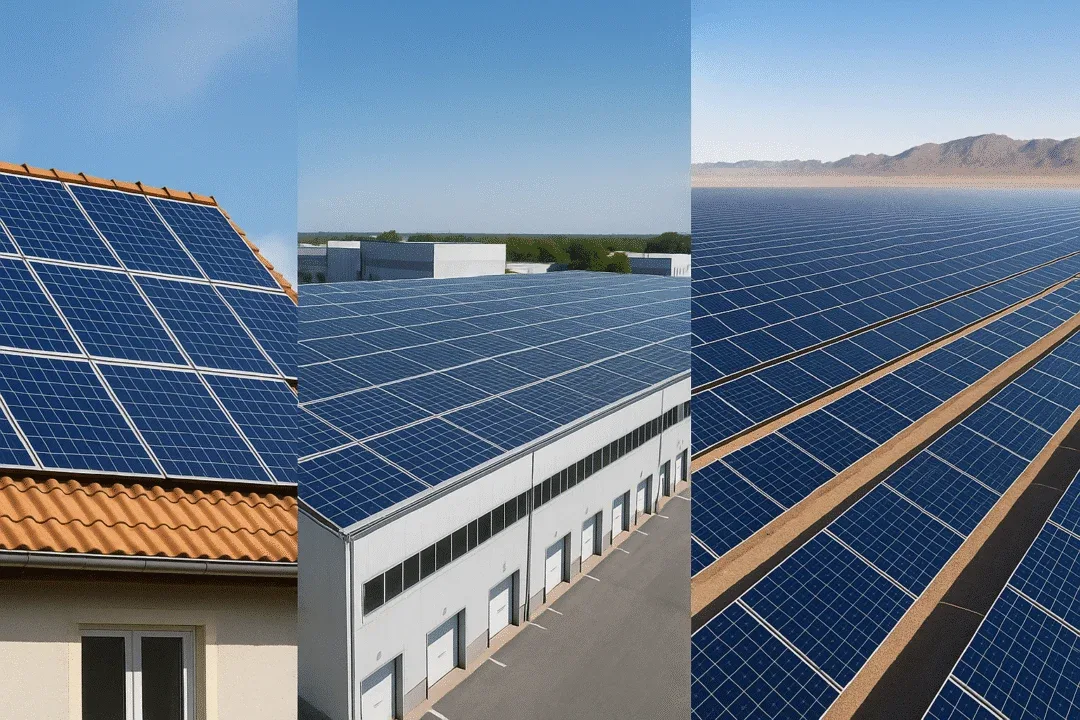 Comparison of residential, commercial, and utility-scale solar energy systems in various environments